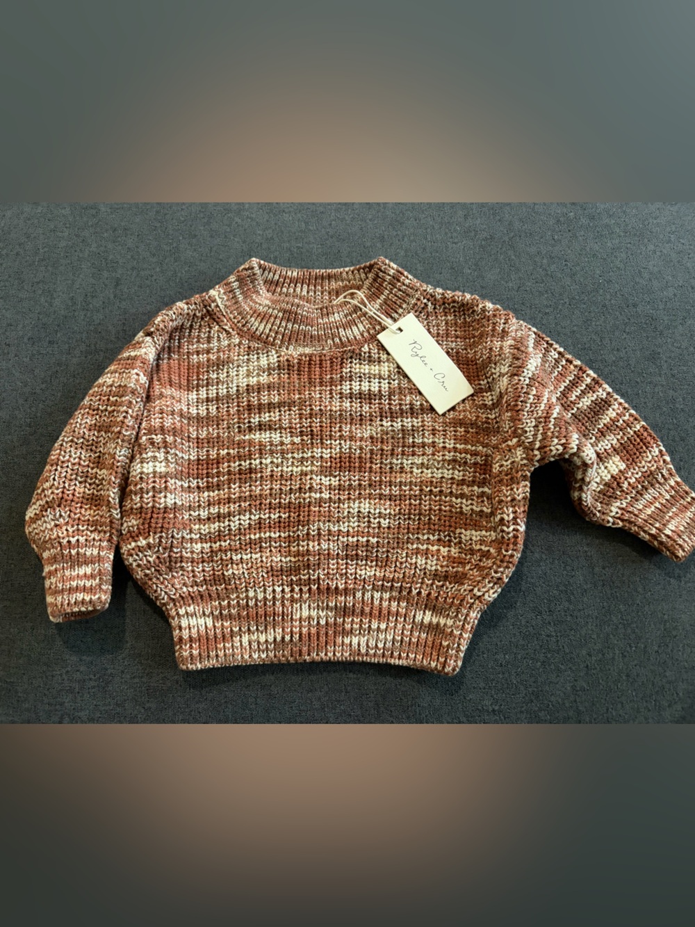 Rylee + Cru Marled Brown and Cream Knit Sweater